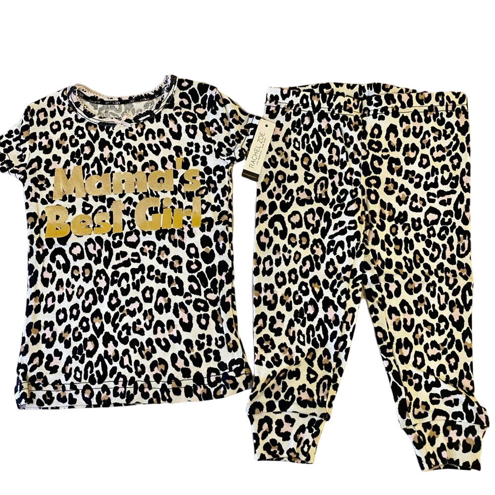 Rachel Zoe New 12M Infant‎ Mamas Best Girl Cheetah Print 2 Piece Pajamas Set